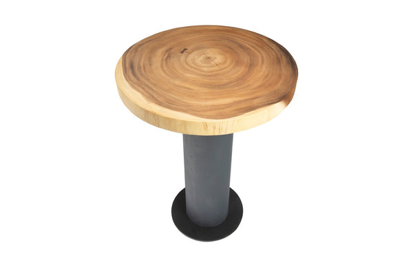 Phillips Collection Concrete Bar Table with Chamcha Wood Top - Modern Organic Design for Stylish Entertaining Spaces TH78367