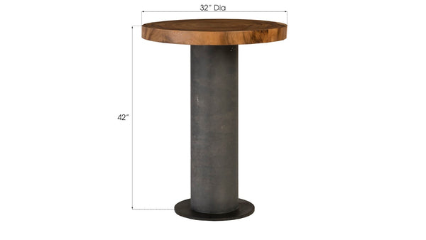 Phillips Collection Concrete Bar Table with Chamcha Wood Top - Modern Organic Design for Stylish Entertaining Spaces TH78367