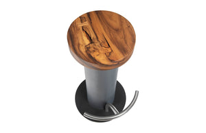 Phillips Collection Concrete Bar Stool with Chamcha Wood Seat & Stainless Steel Footrest - Modern Industrial Design TH78368