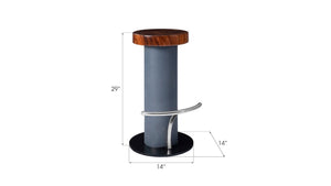 Phillips Collection Concrete Bar Stool with Chamcha Wood Seat & Stainless Steel Footrest - Modern Industrial Design TH78368