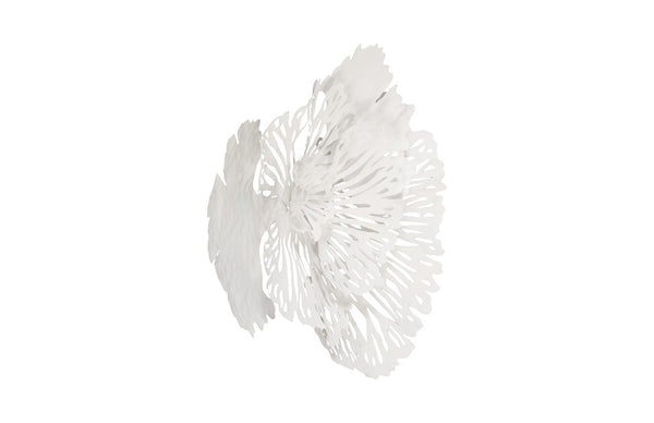 Phillips Collection Flower Wall Art Sculpture - Intricate Filigree Design for Modern Organic Home Decor, 18 Inches Small, White, Metal TH79998