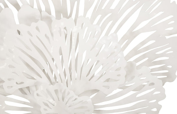 Phillips Collection Flower Wall Art Sculpture - Intricate Filigree Design for Modern Organic Home Decor, 18 Inches Small, White, Metal TH79998