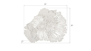 Phillips Collection Flower Wall Art Sculpture - Intricate Filigree Design for Modern Organic Home Decor, 18 Inches Small, White, Metal TH79998