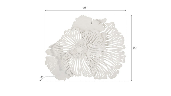 Phillips Collection Flower Wall Art Sculpture - Intricate Filigree Design for Modern Organic Home Decor, 18 Inches Small, White, Metal TH79998
