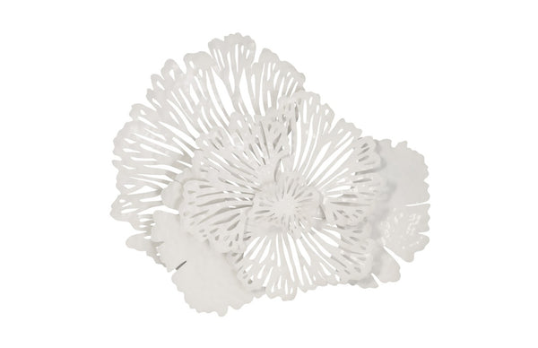 Phillips Collection Flower Wall Art Sculpture - Intricate Filigree Design for Modern Organic Home Decor, 18 Inches Small, White, Metal TH79998