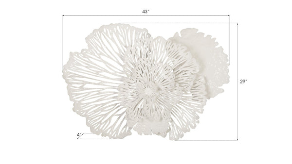 Phillips Collection Flower Wall Art Sculpture - Intricate Filigree Design for Modern Organic Home Decor, 18 Inches Medium, White, Metal TH79999
