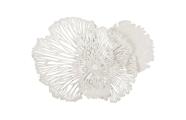 Phillips Collection Flower Wall Art Sculpture - Intricate Filigree Design for Modern Organic Home Decor, 18 Inches Medium, White, Metal TH79999