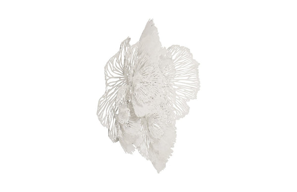 Phillips Collection Flower Wall Art Sculpture - Intricate Filigree Design for Modern Organic Home Decor, 18 Inches Large, White, Metal TH80000