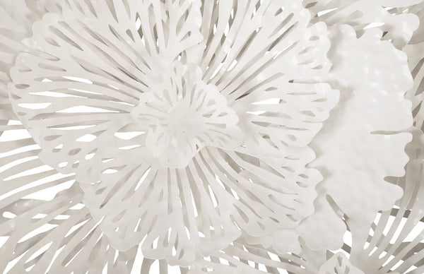 Phillips Collection Flower Wall Art Sculpture - Intricate Filigree Design for Modern Organic Home Decor, 18 Inches Large, White, Metal TH80000