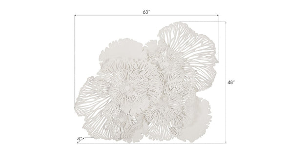 Phillips Collection Flower Wall Art Sculpture - Intricate Filigree Design for Modern Organic Home Decor, 18 Inches Large, White, Metal TH80000