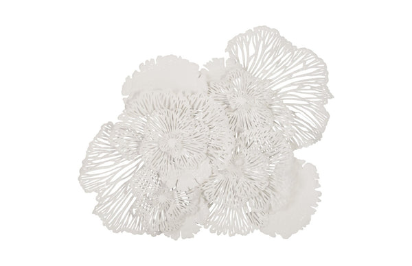 Phillips Collection Flower Wall Art Sculpture - Intricate Filigree Design for Modern Organic Home Decor, 18 Inches Large, White, Metal TH80000