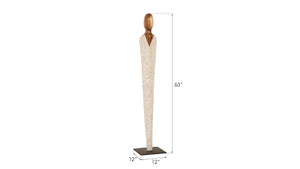 Phillips Collection Vested Female Sculpture - Elegant Contemporary Accent for Modern Interiors and Serene Spaces Medium, Chamcha, Natural, White, Gold TH80094