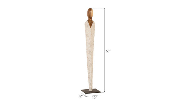 Phillips Collection Vested Female Sculpture - Elegant Contemporary Accent for Modern Interiors and Serene Spaces Medium, Chamcha, Natural, White, Gold TH80094