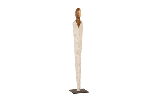 Phillips Collection Vested Female Sculpture - Elegant Contemporary Accent for Modern Interiors and Serene Spaces Medium, Chamcha, Natural, White, Gold TH80094