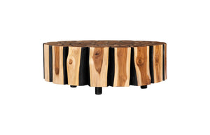 Phillips Collection Boscage Round Coffee Table with Black Metal Legs - Unique Chamcha Wood Design for Modern Living Spaces TH81392