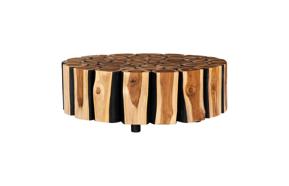 Phillips Collection Boscage Round Coffee Table with Black Metal Legs - Unique Chamcha Wood Design for Modern Living Spaces TH81392