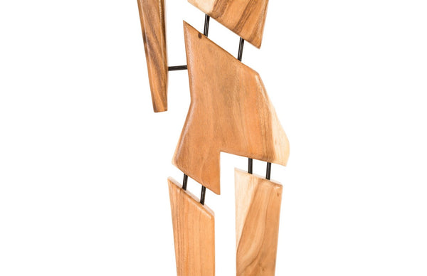 Phillips Collection Jack Wood Sculpture - Handcrafted Acacia Art Piece with Iron Base, Modern Design for Any Space TH81405