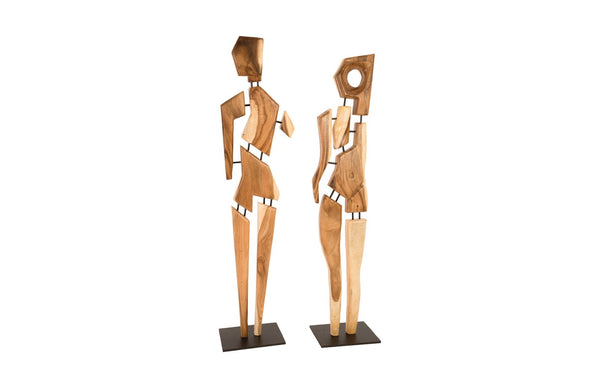 Phillips Collection Jack Wood Sculpture - Handcrafted Acacia Art Piece with Iron Base, Modern Design for Any Space TH81405