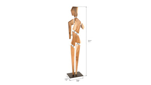 Phillips Collection Jack Wood Sculpture - Handcrafted Acacia Art Piece with Iron Base, Modern Design for Any Space TH81405