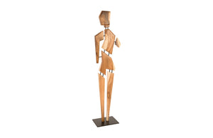 Phillips Collection Jack Wood Sculpture - Handcrafted Acacia Art Piece with Iron Base, Modern Design for Any Space TH81405