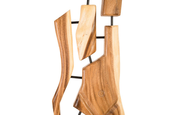 Phillips Collection Jill Wood Sculpture – Handcrafted Acacia Art Piece on Iron Base, Modern Design for Home & Office Decor TH81406