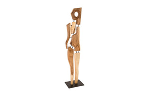 Phillips Collection Jill Wood Sculpture – Handcrafted Acacia Art Piece on Iron Base, Modern Design for Home & Office Decor TH81406