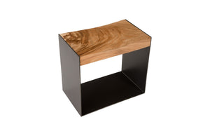 Phillips Collection Iron Frame Stool - Durable Chamcha Wood Seat with Sleek Black Iron Base for Modern Organic Style TH81408
