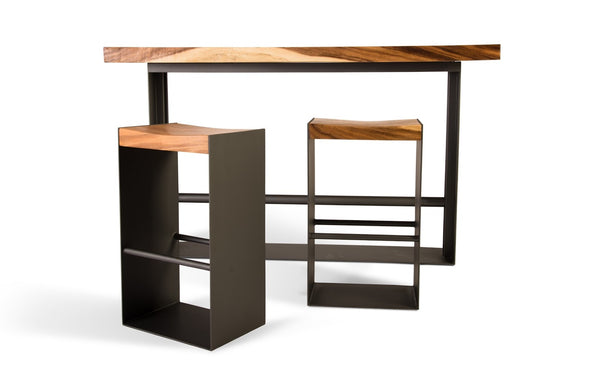 Phillips Collection Iron Frame Bar Table - Handcrafted Chamcha Wood & Sturdy Iron Base for Modern Rustic Interiors TH81409