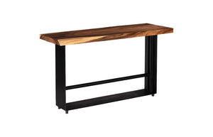 Phillips Collection Iron Frame Bar Table - Handcrafted Chamcha Wood & Sturdy Iron Base for Modern Rustic Interiors TH81409