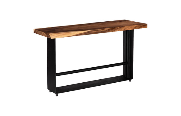 Phillips Collection Iron Frame Bar Table - Handcrafted Chamcha Wood & Sturdy Iron Base for Modern Rustic Interiors TH81409
