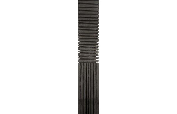 Phillips Collection Black Charred Wood Column Sculpture Tall Hand Carved Organic Modern Floor Art TH82414