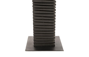 Phillips Collection Black Charred Wood Column Sculpture Tall Hand Carved Organic Modern Floor Art TH82414