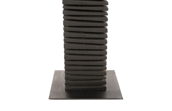 Phillips Collection Black Charred Wood Column Sculpture Tall Hand Carved Organic Modern Floor Art TH82414