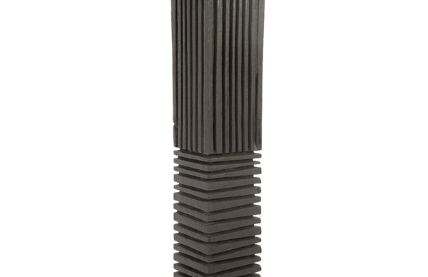 Phillips Collection Black Charred Wood Column Sculpture Tall Hand Carved Organic Modern Floor Art TH82414