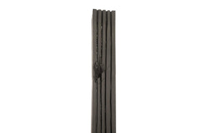 Phillips Collection Black Charred Wood Tall Column Sculpture Hand Carved Sunray Crown Minimalist Metal Base TH82415
