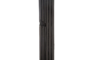 Phillips Collection Black Charred Wood Tall Column Sculpture Hand Carved Sunray Crown Minimalist Metal Base TH82415