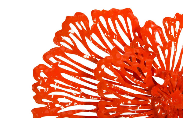 Phillips Collection Flower Wall Art Sculpture - Intricate Filigree Design for Modern Organic Home Decor, 18 Inches Small, Coral, Metal TH83080