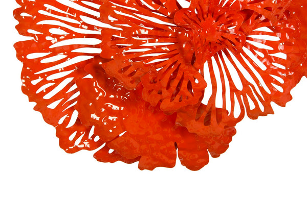 Phillips Collection Flower Wall Art Sculpture - Intricate Filigree Design for Modern Organic Home Decor, 18 Inches Small, Coral, Metal TH83080