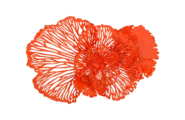 Phillips Collection Flower Wall Art Sculpture - Intricate Filigree Design for Modern Organic Home Decor, 18 Inches Medium, Coral, Metal TH83081