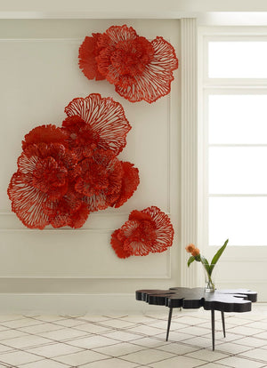 Phillips Collection Flower Wall Art Sculpture - Intricate Filigree Design for Modern Organic Home Decor, 18 Inches Large, Coral, Metal TH83082