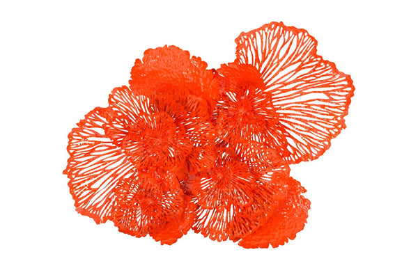 Phillips Collection Flower Wall Art Sculpture - Intricate Filigree Design for Modern Organic Home Decor, 18 Inches Large, Coral, Metal TH83082