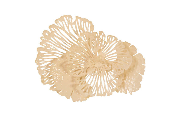 Phillips Collection Flower Wall Art Sculpture - Intricate Filigree Design for Modern Organic Home Decor, 18 Inches Small, Ivory, Metal TH83083