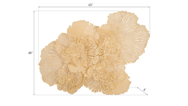 Phillips Collection Flower Wall Art Sculpture - Intricate Filigree Design for Modern Organic Home Decor, 18 Inches Large, Ivory, Metal TH83085