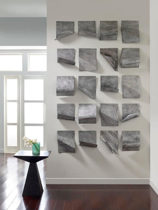 Phillips Collection Pages Wall Tiles - Hand-sculpted Metal Art For A Dynamic And Textured Modern Wall Display Silver Metal ,Iron Th84083