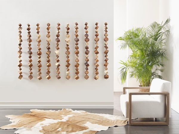 Phillips Collection Dice Chamcha Wood Wall Art - Unique Vertical Sculpture With Natural Texture For Modern Decor Brown Wood ,Chamcha Wood Th84084
