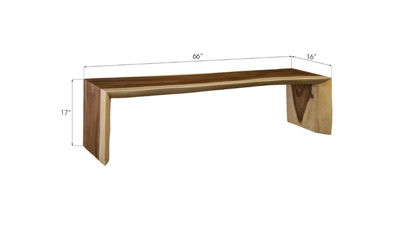 Phillips Collection Waterfall Natural Bench - Elegant Solid Chamcha Wood Seating for Modern Homes & Versatile Spaces TH84107