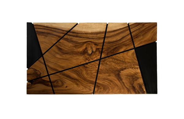 Phillips Collection Criss Cross Coffee Table: Stylish Chamcha Wood Design With Black Iron Legs For Modern Organic Aesthetic Black,Brown Wood ,Chamcha Wood Th84117