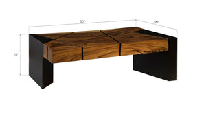 Phillips Collection Criss Cross Coffee Table - Modern Chamcha Wood with Black Iron Legs for Stylish Living Room Accent TH84117
