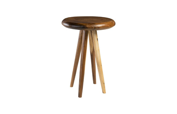 Phillips Collection Smoothed Solid Chamcha Wood Round Bar Table Hand Sculpted Natural Grain Counter Height TH84475