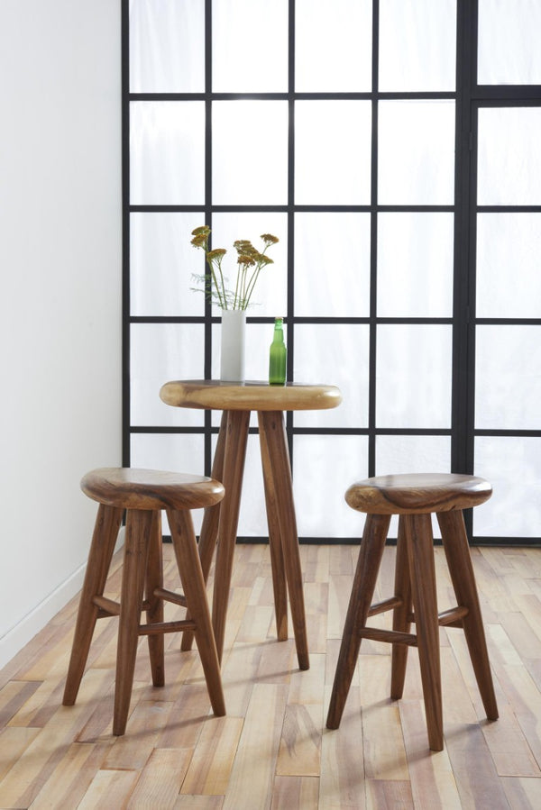 Phillips Collection Smoothed Solid Chamcha Wood Round Bar Table Hand Sculpted Natural Grain Counter Height TH84475